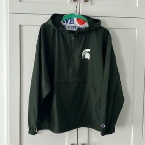 Champion Michigan State Spartans hooded pullover windbreaker/rain jacket